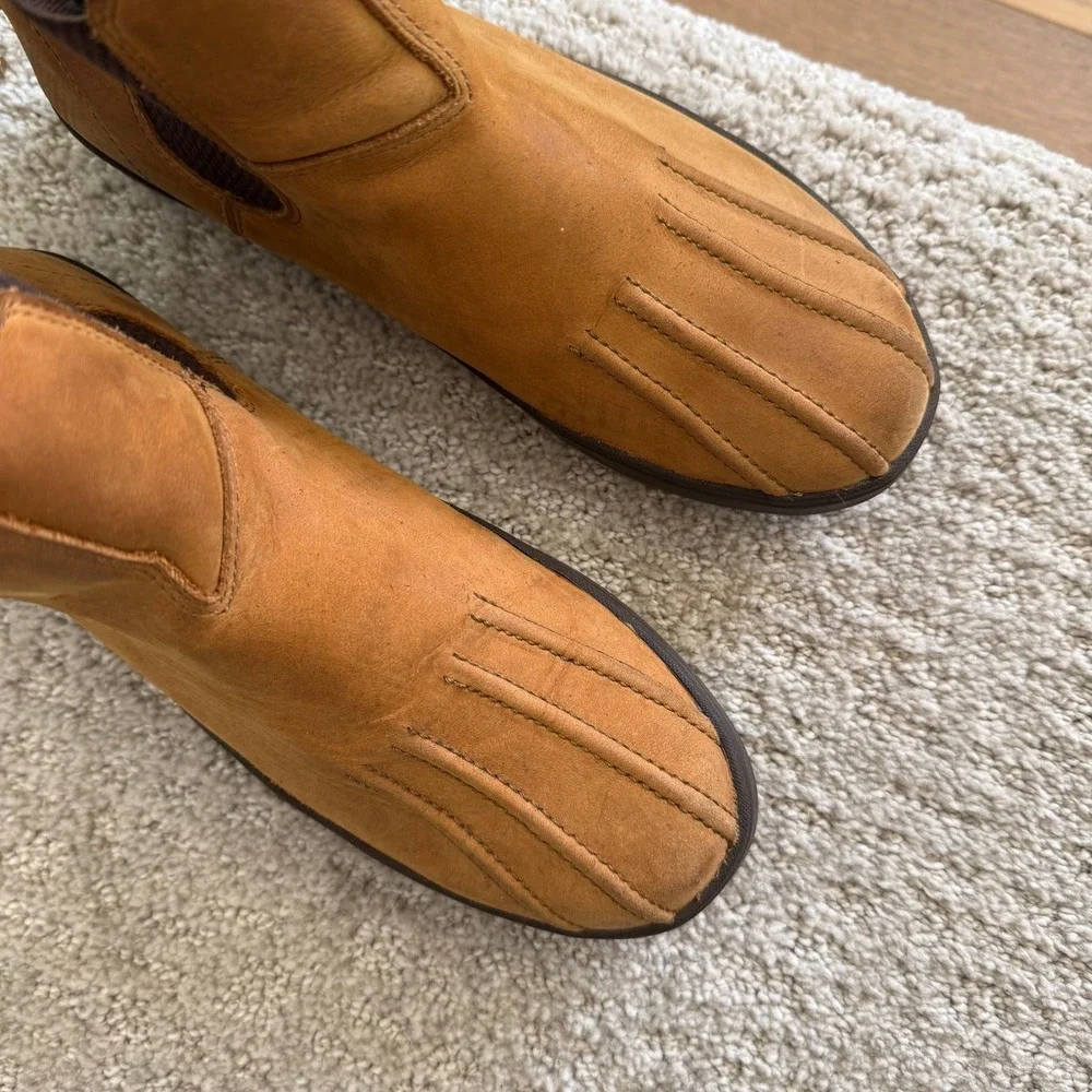 BARBOUR Tan NUBUCK Leather Chelsea Duck Boots Women 8‎ PULL ON LUXURY